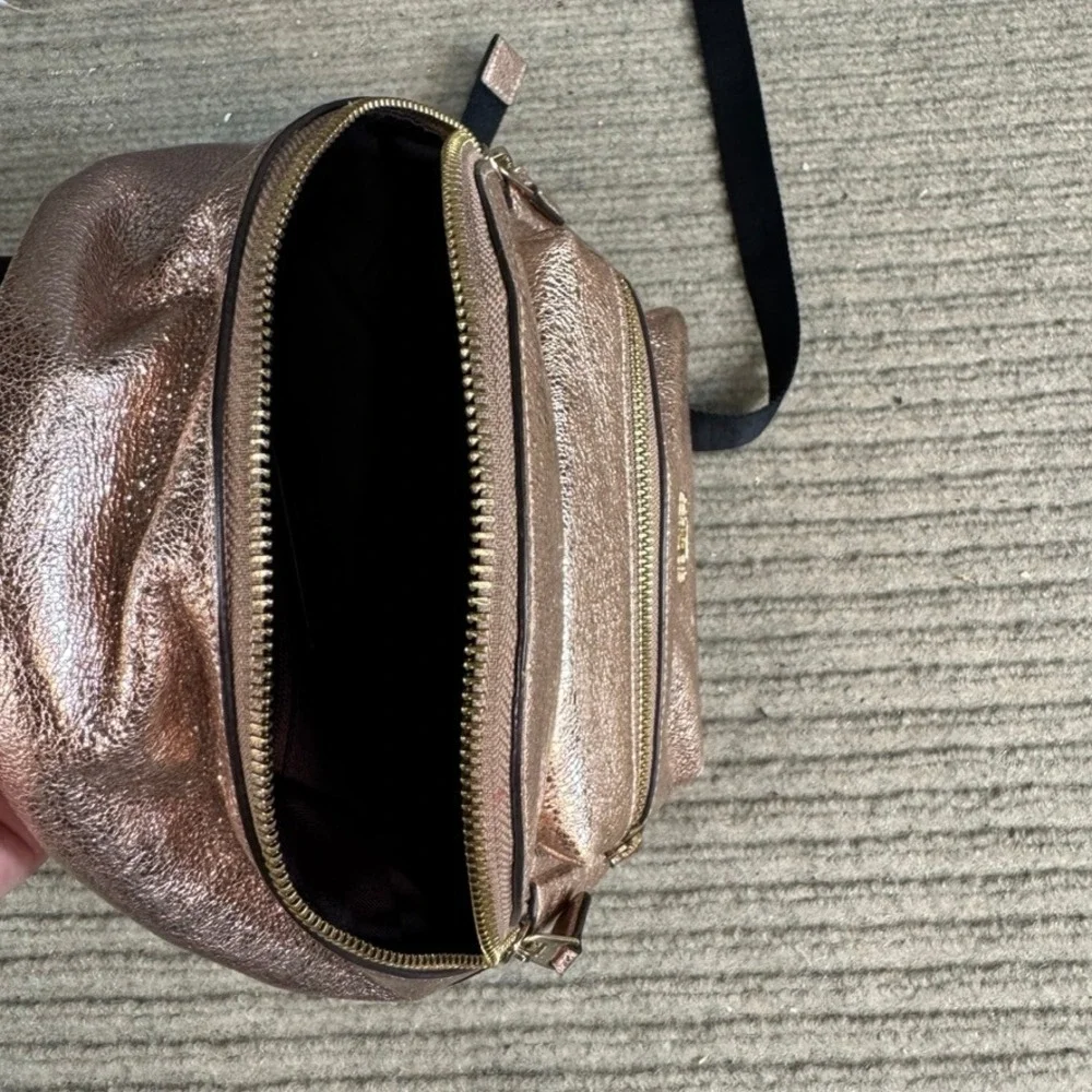 Coach Mini Backpack Metallic Rose Gold Pebbled Leather F38263 Womens Bag